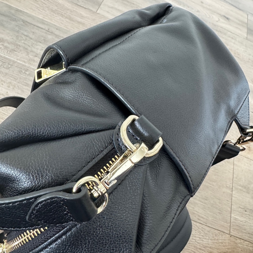 Mina Baie Stevie Mini Leather Black Backpack - all straps + Paisley wide straps - Picture 5 of 12